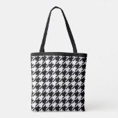 Elegant zwart-wit Houndstooth Monogram Tote Bag (Achterkant)
