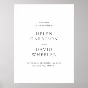 Elegant zwart-wit huwelijks welkomstbord poster
