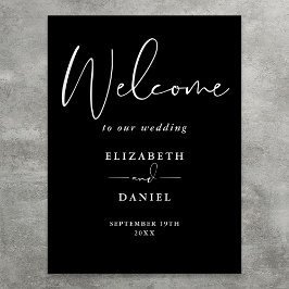 Elegant zwart-wit huwelijks welkomstbord poster