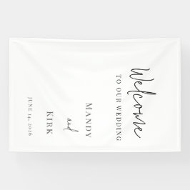 Elegant zwart-wit huwelijks welkomstbord spandoek