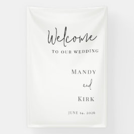 Elegant zwart-wit huwelijks welkomstbord spandoek