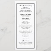 Elegant zwart-wit huwelijksceremonieprogramma programmakaart (Achterkant)