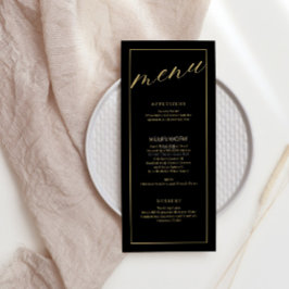 Elegant zwart-wit huwelijksmenu met script menu