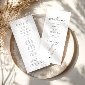 Elegant zwart-wit huwelijksprogramma menu