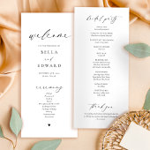 Elegant zwart-wit huwelijksprogramma menu