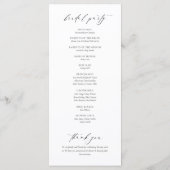 Elegant zwart-wit huwelijksprogramma menu (Achterkant)