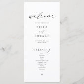 Elegant zwart-wit huwelijksprogramma menu (Voorkant)