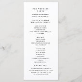 Elegant zwart-wit huwelijksprogramma programmakaart (Achterkant)