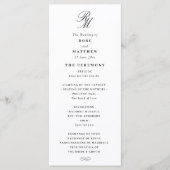 Elegant zwart-wit huwelijksprogramma programmakaart (Voorkant)