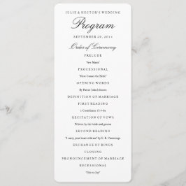 Elegant Zwart & Wit Huwelijksprogramma Sjabloon