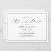 Elegant Zwart-Wit Huwelijksrepetitie Diner Kaart (Voorkant)