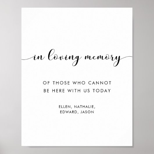 Elegant zwart-wit in liefdevol geheugenteken poster (Voorkant)