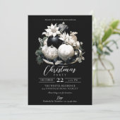 Elegant zwart-wit ivoor kerstfeest kaart (Staand voorkant)
