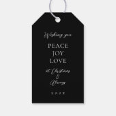 Elegant zwart-wit ivoor Kerstversiering Cadeaulabel (Achterkant)