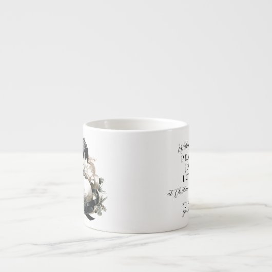 Elegant zwart-wit ivoor Kerstversiering Espresso Kop (Voorkant)