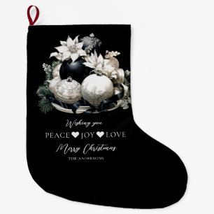 Elegant zwart-wit ivoor Kerstversiering Grote Kerstsok