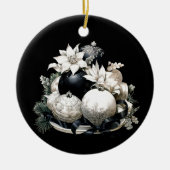 Elegant zwart-wit ivoor Kerstversiering Keramisch Ornament (Voorkant)