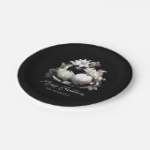 Elegant zwart-wit ivoor Kerstversiering Papieren Bordje (Gekanteld)