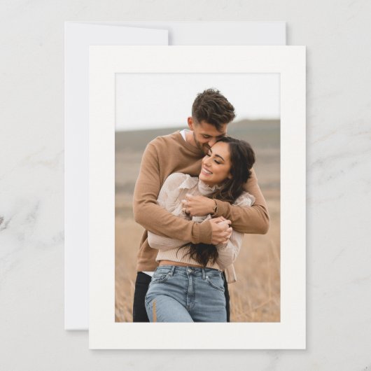 Elegant zwart wit ivoor Platemark Fotobruiloft Kaart (Achterkant)