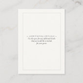Elegant zwart wit ivoor Platemark Trouwdetail Informatiekaartje (Achterkant)