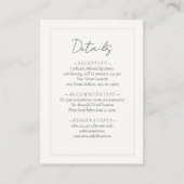 Elegant zwart wit ivoor Platemark Trouwdetail Informatiekaartje (Voorkant)