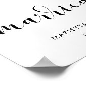Elegant zwart-wit 'Just married' trouwbord Poster (Hoek)