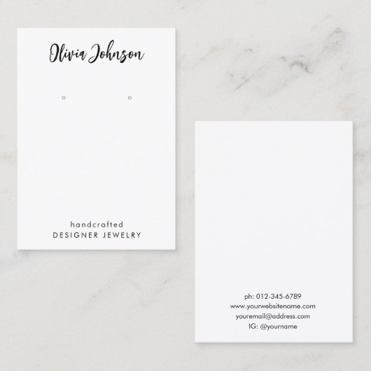 Elegant zwart-wit juwelen oorscherm visitekaartje (Voorkant / Achterkant)