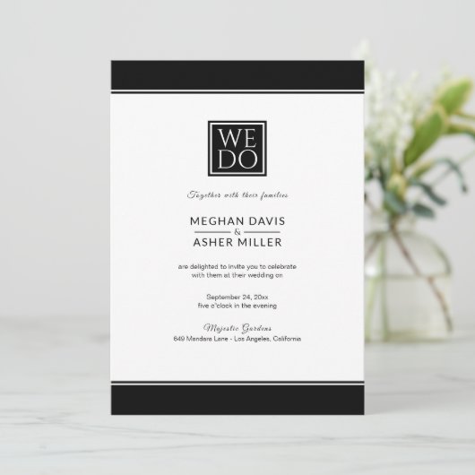 Elegant zwart-wit kaart (Staand voorkant)