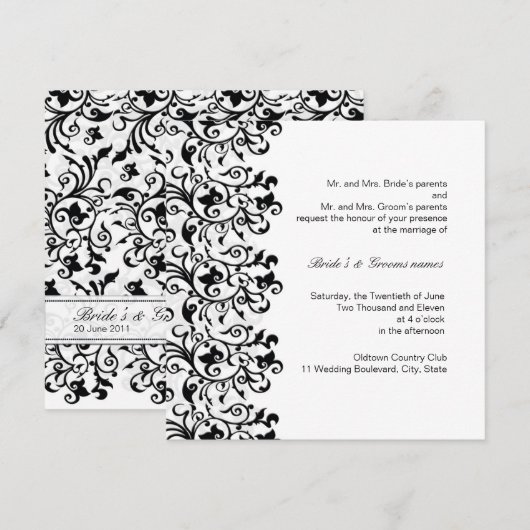 Elegant zwart-wit kaart (Voorkant / Achterkant)