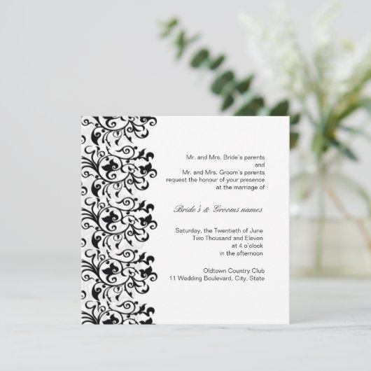 Elegant zwart-wit kaart (Staand voorkant)