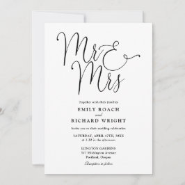 Elegant zwart-wit kalligrafie bruiloft voor meneer kaart