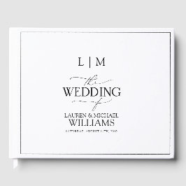 Elegant zwart-wit kalligrafie monogram gastenboek
