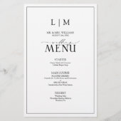 Elegant zwart-wit kalligrafie Monogram Menu (Voorkant)