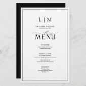 Elegant zwart-wit kalligrafie Monogram Menu (Voorkant / Achterkant)