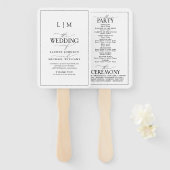 Elegant zwart-wit kalligrafie monogram programma handwaaier (Voorkant en achterkant)