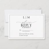 Elegant zwart-wit kalligrafie monogram RSVP (Voorkant)