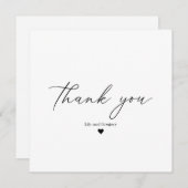 Elegant zwart-wit kalligrafie schrift hart bedankkaart (Voorkant / Achterkant)