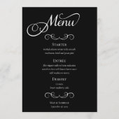 Elegant Zwart-Wit Kalligrafie Script Bruiloft Menu (Voorkant)