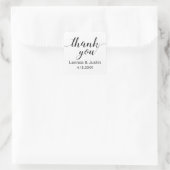 Elegant zwart wit kalligrafie script dank u vierkante sticker (Tas)