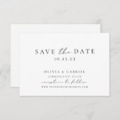 Elegant zwart-wit kalligrafie Weddenschap Save The Date (Voorkant / Achterkant)
