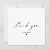 Elegant zwart-wit kalligrafieschrift met hart bedankkaart (Voorkant)