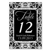 Elegant Zwart Wit Kant Bruiloft Tafel Nummer Kaart (Achterkant)