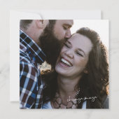 Elegant Zwart Wit Kant Foto Bruiloft Kaart (Achterkant)