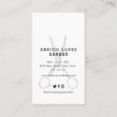 Elegant zwart-wit kapsel en scheerschors visitekaartje (Achterkant)