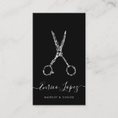 Elegant zwart-wit kapsel en scheerschors visitekaartje (Voorkant)