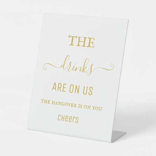 Elegant Zwart Wit Kater Drinken Open Bar Teken Reclamebord Met Voetstuk (Voorkant)