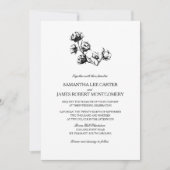 Elegant Zwart Wit Katoenen Boll Plant Bruiloft Kaart (Voorkant)