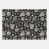 Elegant zwart-wit kerst inpakpapier (Voorkant)