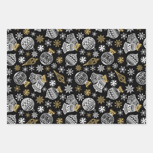 Elegant zwart-wit kerst inpakpapier (Voorkant)