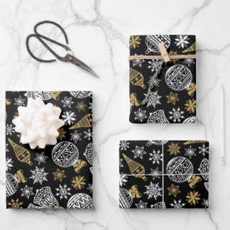 Elegant zwart-wit kerst inpakpapier